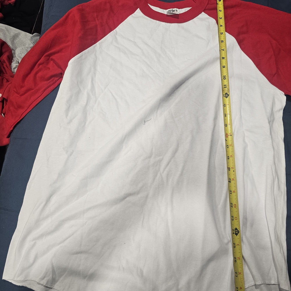 Red and White Raglan Sleeve Men's Tee